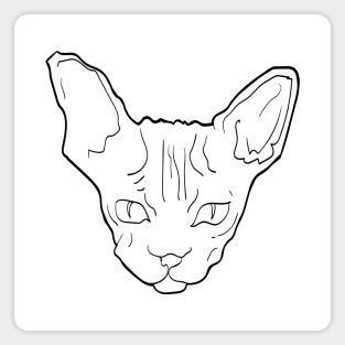 Sphynx cat black line art Magnet